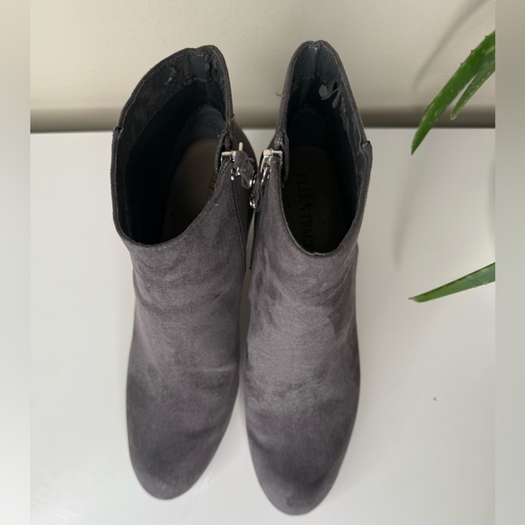Ellen Tracy Grey Faux Suede Ankle Boots Women’s 7.5M Kitten Heel Zip Booties - Picture 4 of 13
